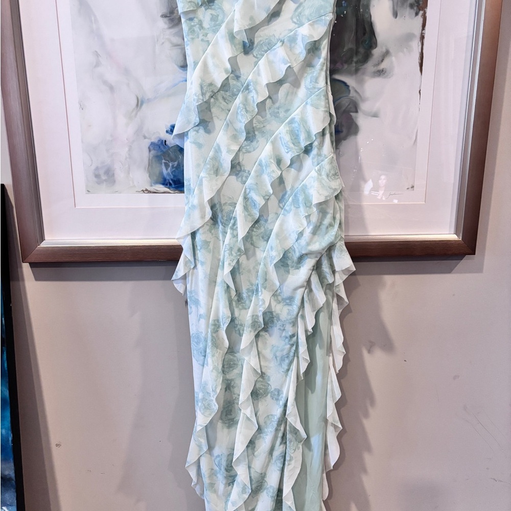 The Vintage Shop Asymmetrical Blue Floral Dress